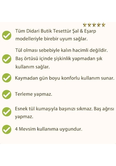 Ultra Konfor Modeli Kaymaz Terleme Yapmaz Tesettür Şal Eşarp Içi Tüllü Lastikli Topuz Tokası Kırmızı - Beyaz Siyah