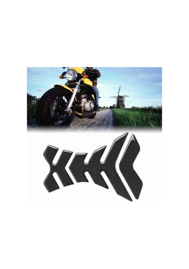 Moveevo Motosiklet Tankı Korumalı Carbon Fiber Sticker - Kaymayı Engelle, Yırtıkları Önle, Siyah T04