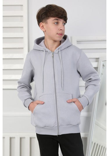 Erkek Çocuk Sweatshirt İçi Polarlı Gri