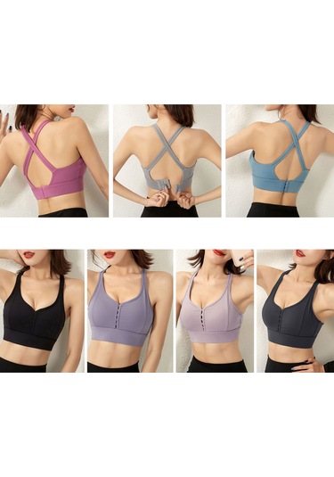 Reedark Hızlı Kuruyan Nefes Alabilen Spor Sütyeni - Çapraz Askılı, Çıkarılabilir Pedli, Asya Bedeni L Mor