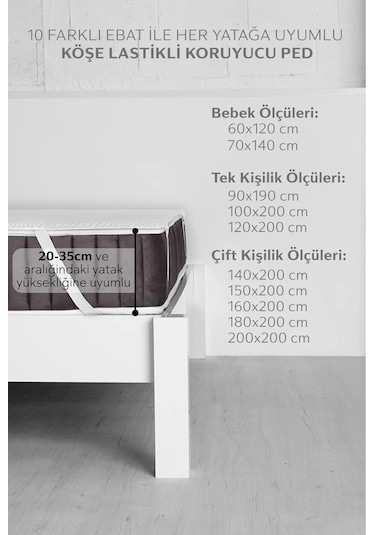 Terry Cotton Pamuklu Sıvı Geçirmez Köşe Lastikli Ped Tek - Çift Kişilik Çocuk Yatak Koruyucu Alezi Beyaz