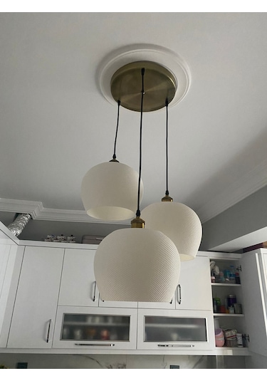 Modern Tarzda Sarkıt Salon Mutfak Yatak Odası Için 3'lü Bohem Avize Rustik Ampul Hediyeli Nestvibe Beyaz