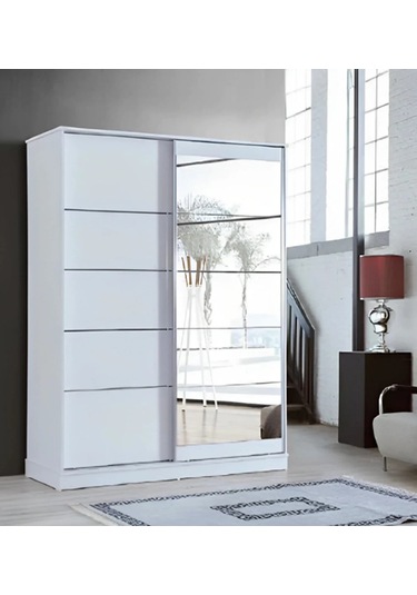 Efes 140 X 59 X 212 Sürgülü Dolap-beyaz-aynalı