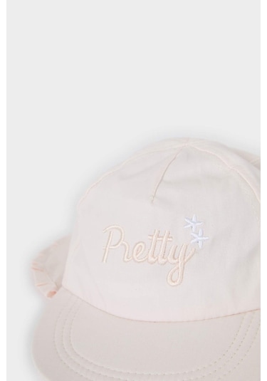 DeFacto Kız Bebek Nakışlı Ense Korumalı Pamuklu Cap Şapka D8385A525SMPN1 Pembe