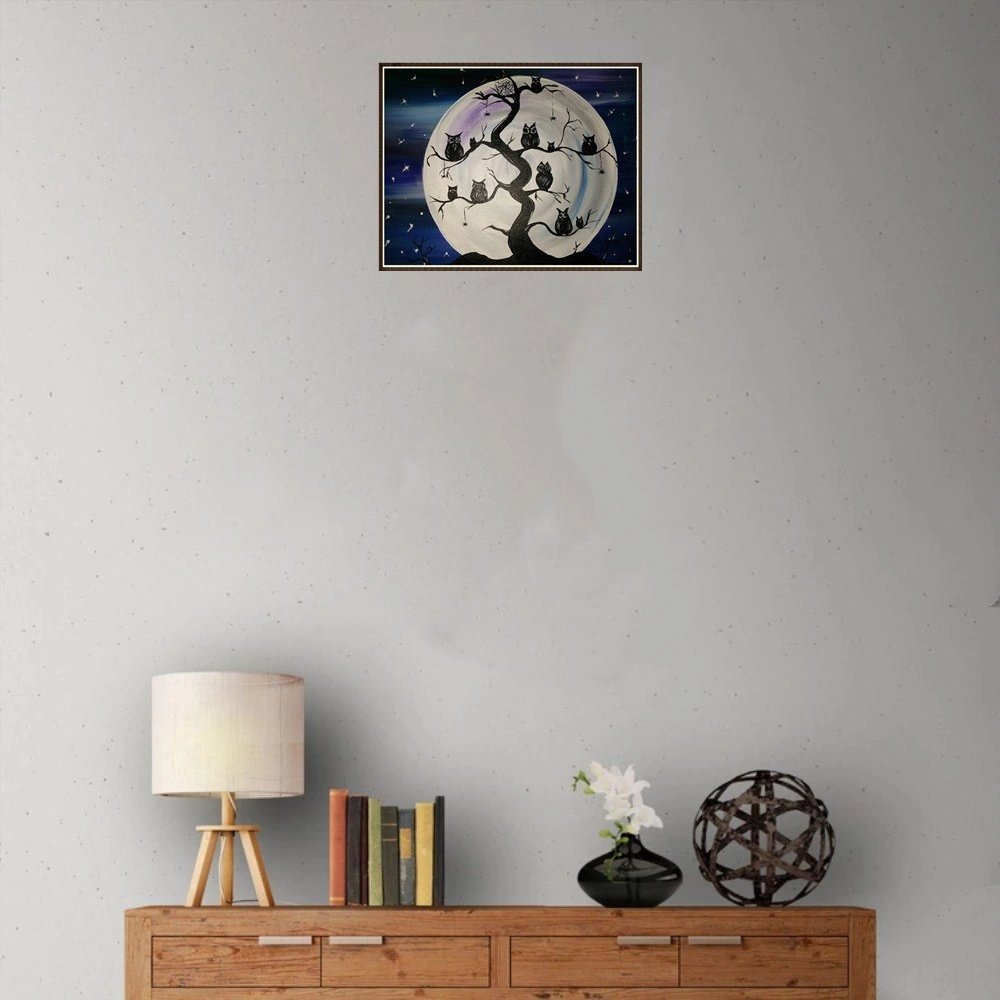 Hombey 5d Tam Taşlı Diamond Painting Dıy Seti - Ağaç Desenli 30x25cm Duvar Dekoru - Göz Koruyucu Teknolojiyle Ev Dekorasyonu Gümüş