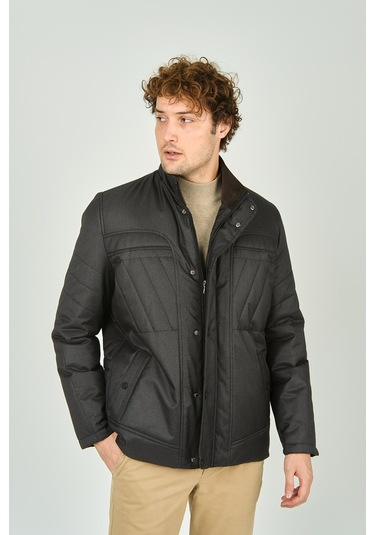 Lucas Erkek Hakim Yaka Fermuar Ve Çıtçıt Kapamalı Kaban 4784 Haki Haki