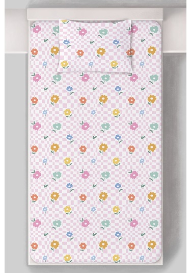Organik Tek Kişilik Lastikli Çarşaf Seti - Bahar Dansı Renkli
