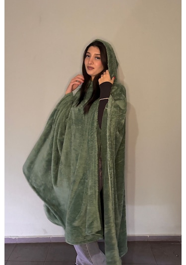 Giyilebilir Hoodie Battaniye Rahat Kalıp Tek Beden Çağla Yeşili