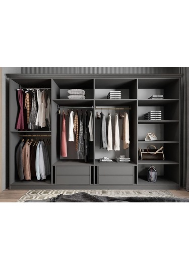 Falcon Membran 8 Kapaklı Gardırop Montaj Dahil Füme Beyaz 280 Cm