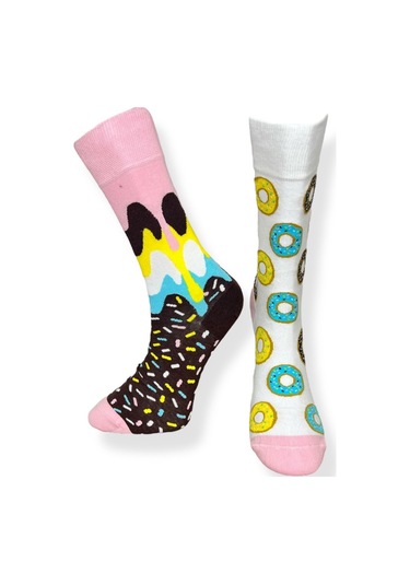 5'li Unısex Donut Tasarımlı Esnek Nem Alabilen Pamuklu Spor Soket Çoraplar Çok Renkli