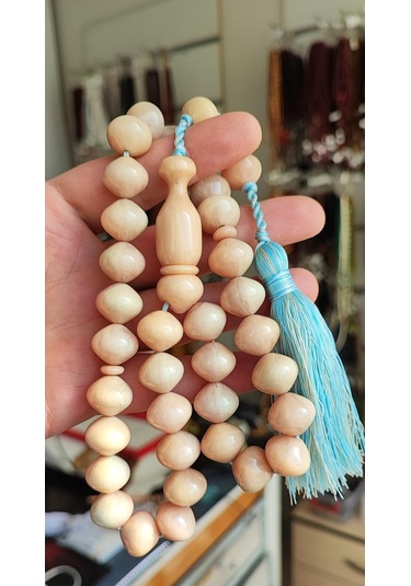 Kehribarkolik Katalin Krem Beyaz Damarlı Şalgamı Tesbih