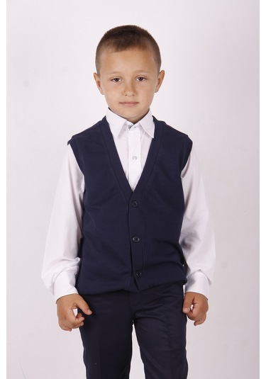 Toontoy Erkek Çocuk Düğmeli Okul Süveter Lacivert