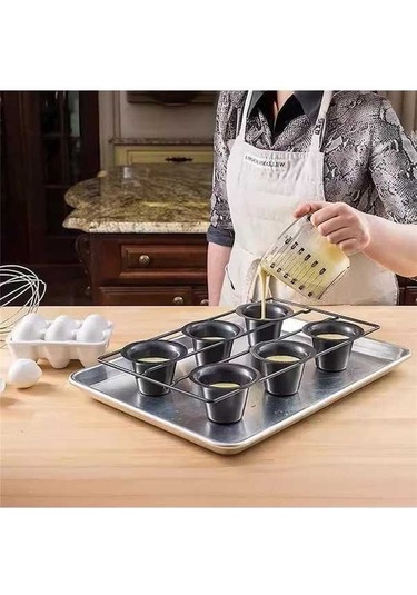 Ulzyvf Yapışmaz Tavası Siyah Tatlı Popover Pişirme Muffin Kabı 6'lı Siyah