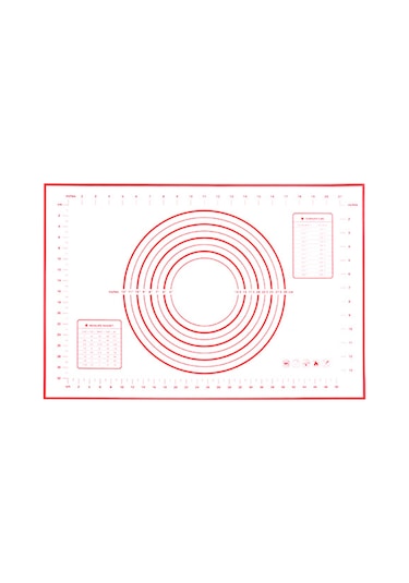 Suofeng Kırmızı 40x30cm Ölçülü Silikon Hamur Hazırlama Ve Fırın Matı - Yeniden Kullanılabilir Pastacılık Aleti Kırmızı