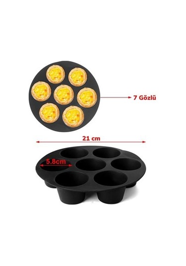 7 Gözlü Silikon Çok Amaçlı Airfryer Muffin Cupcake Kek Ve Çörek Pişirme Kalıbı Çok Renkli