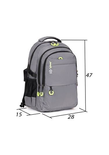 Fermuarlı Geniş Bölmeli Spor & Okul Sırt Çantası Hafif, Ergonomik Ve Dayanıklı Tasarım - Gri Gri