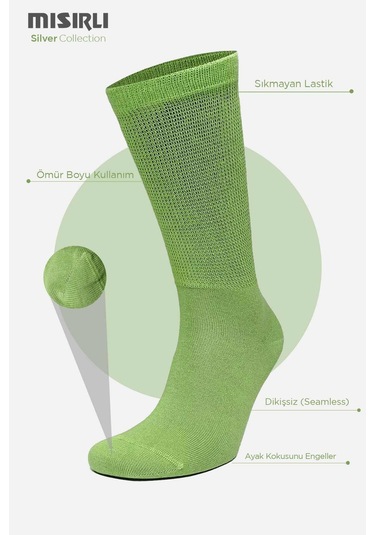Mısırlı Kadın Gümüş Yeşil Soket Çorap M 78000 Y Yeşil