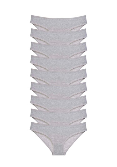 9 Adet Süper Eko Set Likralı Kadın Slip Külot Gri Çok Renkli
