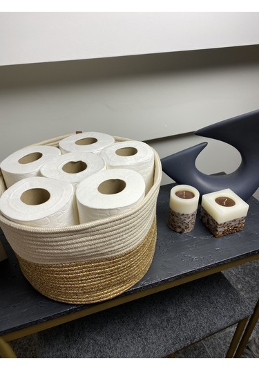 Jüt Tuvalet Kağıdı Düzenleyici, 30 X 20 Jüt Sepet, Çok Amaçlı Organizer Hasırkrem