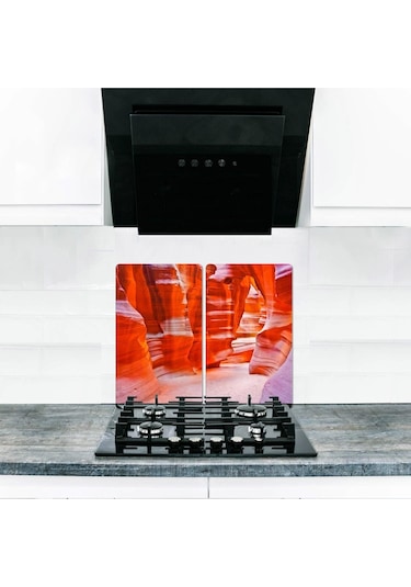 Cam Ocak Koruyucu ve Kesim Tablası Kanyon 80Cm X 52Cm 2 Parça.