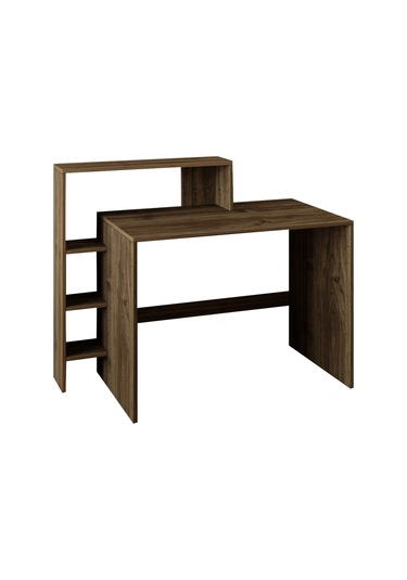 Amber Çalışma Masası Raflı, Modern Bilgisayar Masası Ceviz