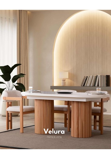 Almina Yemek Odası Takımı Yemek Masası + 4 Adet Sandalye Beyaz