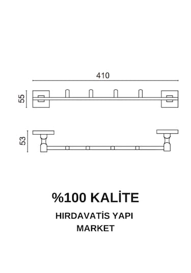 Çelik Banyo Paslanmaz Pirinç Kumru 4 Lü Askılık Gri