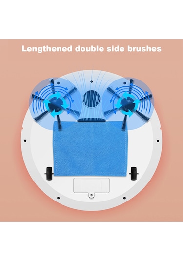 Reedark "mini Robot Süpürge: Kuru Ve Islak Temizleme, Usb Şarj, 65mm İnce, 100 Dakika Çalışma" Beyaz