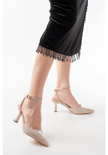 St-004 Ten Rugan Günlük 7 Cm Topuklu Bayan Ayakkabı Bej