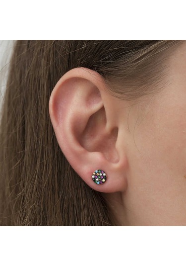 Gumush ​Gümüş Mix Taşlı Daire Küpe