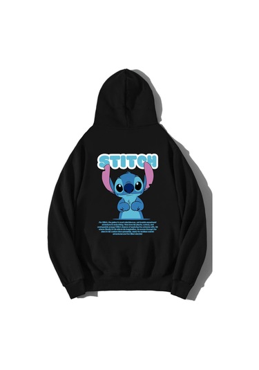 Brz Collection Unisex Oversize Stitch Hoodie Siyah Siyah