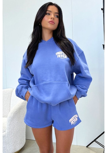 Thatsso Fetch Series 5 Sweatshirt - Bebe Mavisi Baskılı Oversize Kapüşonlu Mavi