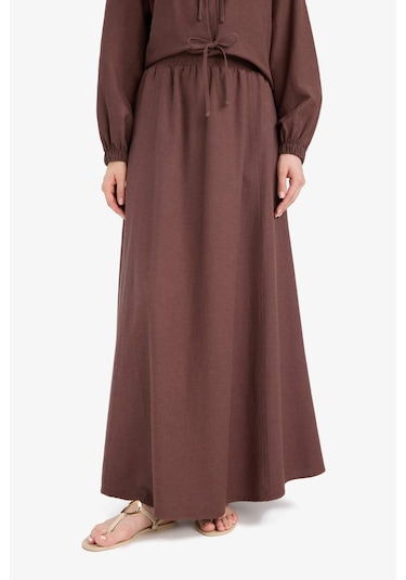 Defacto A Kesim Keten Karışımlı Maxi Tesettür Etek E5371ax25spbn334 Kahve