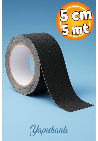 5 Metre Merdiven Zemin Kaydırmaz Bant Yapışkanlı 5 Cm X 5 Metre Kaymaz Bant Siyah