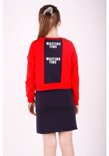 Toontoy Kız Çocuk Wasting Baskılı Etekli Takım Kırmızı