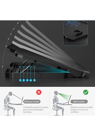 Forzacase Çift Fanlı Yükseklik Ayarlı Rgb Ledli Notebook Laptop