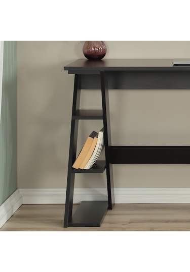 Pasific Home Lungo Raflı Çalışma Masası, Ofis Masası, 60X140 Cm, Siyah