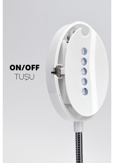 Kitap Okuma Lambası Kıskaçlı Bükülebilir 5 Led Midi Çalışma Işığı Pilli Spiral Gövde My005 Beyaz