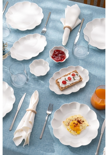 Emsan Gonca 14 Parça 6 Kişilik Kahvaltı Takımı Beyaz