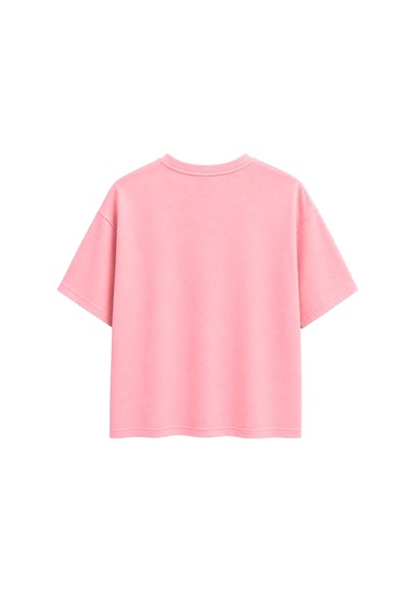 Mixray 2101 Kadın Bisiklet Yaka Soft Oversize Basic Modal T-shirt Pembe