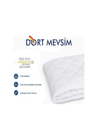 Dört Mevsim Kapitone Sıvı Geçirmez Alez % 100 Pamuklu Tüm Ebatlar Beyaz