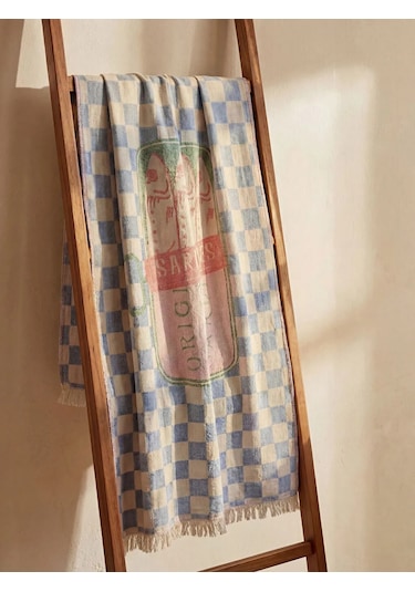 Karışık Balık Baskılı Peştemal Havlu 90x165 Cm Çok Renkli