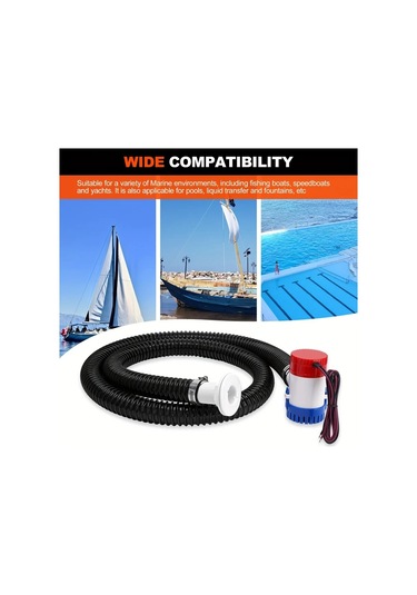 Honeybeeshop 1 Takım 1100 Gph 12v Bilge Pompası Boru Kiti Hortum 12 Klips Gövde Aksesuarları Balıkçı Tekneleri Küçük Sürat Tekneleri Yatlar İçin