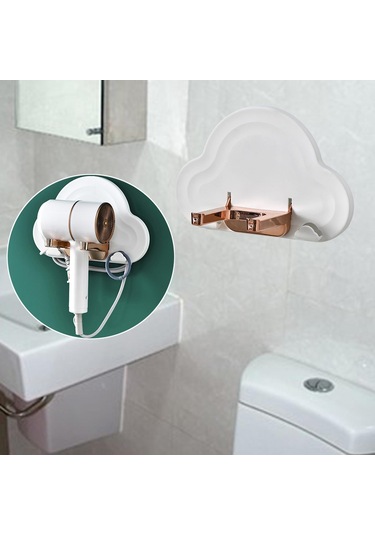 Homyl Duvar Saç Kurutma Makinesi Tutucu Depolama Standı Beyaz Beyaz