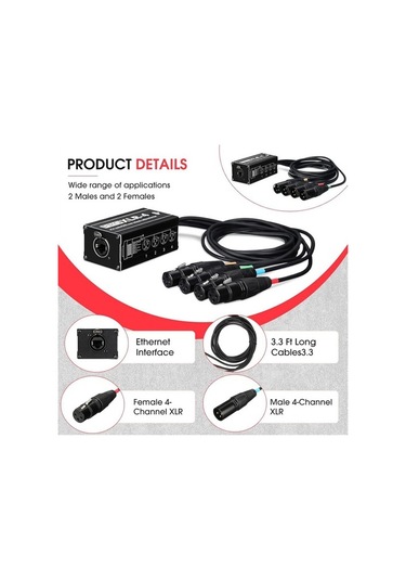 Metabagua Rj45 - 4 Kanal Xlr Ses 3 Pin Ayırıcı Erkek Ip1jzu Açık Sarı