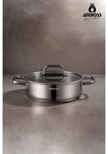 Nova Paslanmaz Çelik Cam Kapaklı Basık Tencere 26x7 Cm Gümüş