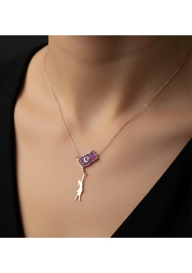 Modahilye 925 Ayar Gümüş Ayyıldız Rozegold Kolye Rose Gold
