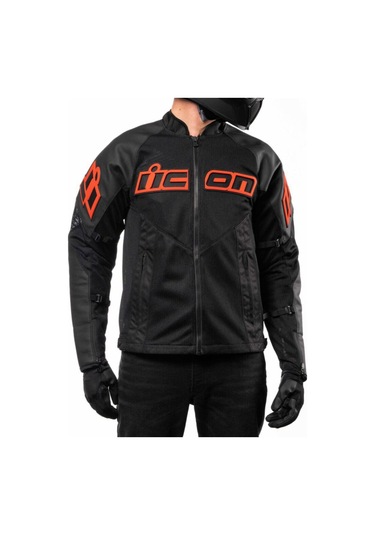 Icon Mesh Af Lthr Korumalı File Motosiklet Montu Siyah Oranj