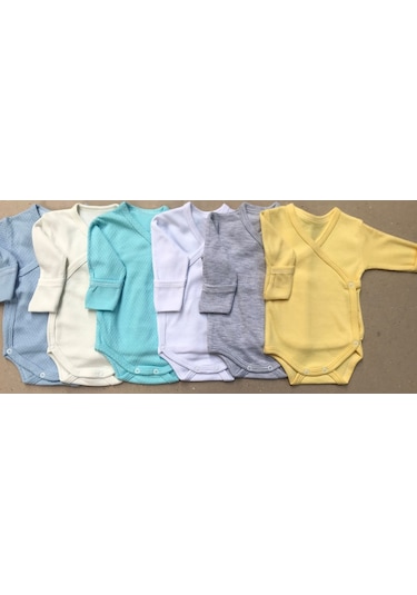 Özdemirlitekstil Bebelino Çıtçıtlı Body Kruvaze (6'Lı Paket) Çok Renkli