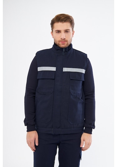 Orange Safety Lacivert Yelek 7/7 Gabardin %100 Pamuk Kapitonel Lacivert